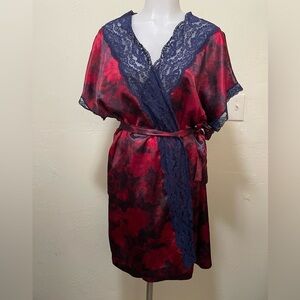 Vintage Vanity Fair Floral Kimono Robe Sleepwear Large red blue